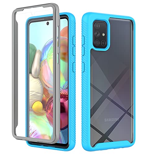 XINNI Hülle für Samsung Galaxy A71 4G, 360 Grad Stoßfeste Schutzhülle mit Integriertem Bildschirmschutz, Robuster Bumper Outdoor Full Body Case, Hellblau von XINNI