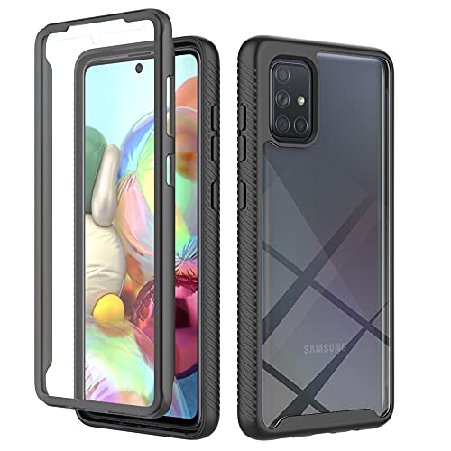 XINNI Hülle für Samsung Galaxy A71 4G, 360 Grad Stoßfeste Schutzhülle mit Integriertem Bildschirmschutz, Robuster Bumper Outdoor Full Body Case, Schwarz von XINNI