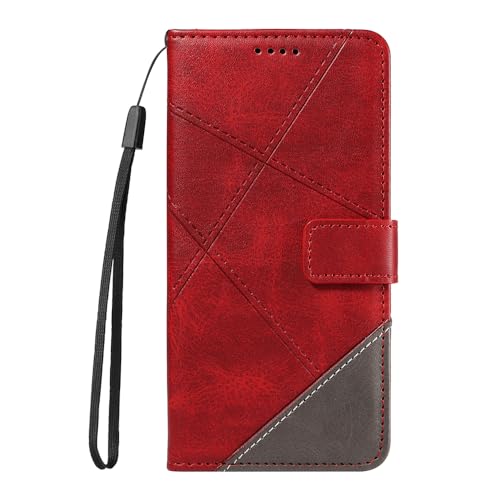 XINNI Hülle für Xiaomi Poco C65/Redmi 13C, PU/TPU Klappetui Stoßfeste Schutzhülle Flip Magnetisch Case Cover, Rot von XINNI