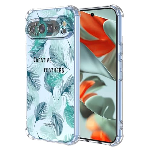 XINYEXIN Handyhülle für Google Pixel 9 Pro XL Hülle Frau Mädchen Blumen Muster Design Ultra Dünn Transparent Schutzhülle Stoßfest TPU Bumper Clear Case - Feathers von XINYEXIN