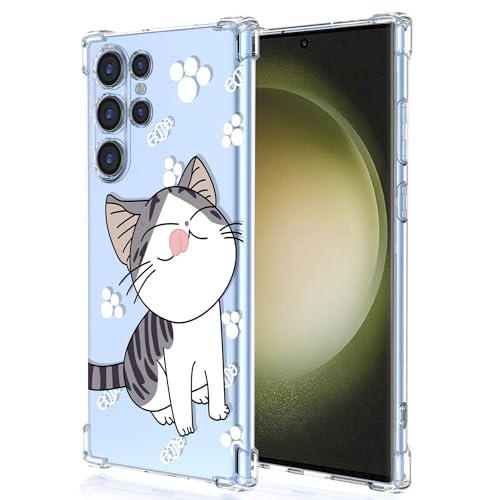 XINYEXIN Handyhülle für Samsung Galaxy S24 Ultra 5G Hülle Süße Katze Cartoon Muster Design Mode Ultra Dünn Transparent Schutzhülle Stoßfest TPU Bumper Clear Case - Cat von XINYEXIN