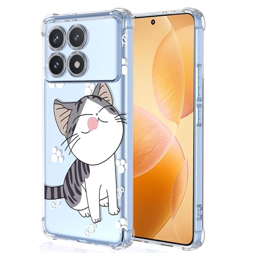 XINYEXIN Handyhülle für Xiaomi Poco X6 Pro 5G Hülle Süße Katze Cartoon Muster Design Mode Ultra Dünn Transparent Schutzhülle Stoßfest TPU Bumper Clear Case - Cat von XINYEXIN