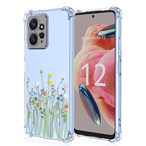 XINYEXIN Handyhülle für Xiaomi Redmi Note 12 4G Hülle Frau Mädchen Blumen Muster Design Ultra Dünn Transparent Schutzhülle Stoßfest TPU Bumper Clear Case - Flower Bush von XINYEXIN