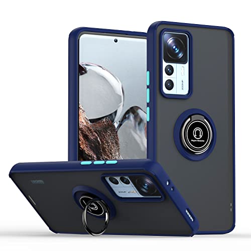 XINYEXIN Hülle für Xiaomi 12T / Xiaomi 12T Pro (6.67") mit Ring Stnad Stoßfest Handyhülle Anti-Scratch Durchscheinend PC Back + Soft TPU Bumper Case Cover - Königsblau von XINYEXIN