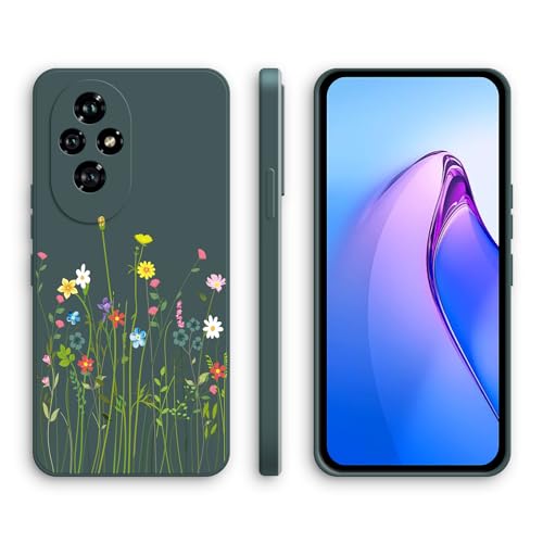 XINYEXIN Silikon Hülle für Honor 200 Pro 5G mit Süßes Muster Ultra Dünn Gerade Kante Weiches Silikon Handyhülle Stoßfest Schutzhülle - Flowers, Green von XINYEXIN