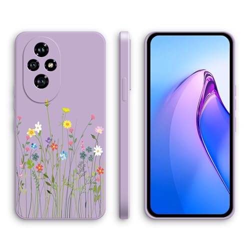 XINYEXIN Silikon Hülle für Honor 200 Pro 5G mit Süßes Muster Ultra Dünn Gerade Kante Weiches Silikon Handyhülle Stoßfest Schutzhülle - Flowers, Purple von XINYEXIN