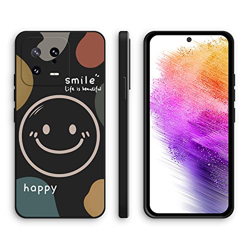 XINYEXIN Silikon Hülle für Xiaomi 13 mit Süßes Muster Ultra Dünn Gerade Kante Weiches Silikon Handyhülle Stoßfest Schutzhülle - Smile, Black von XINYEXIN