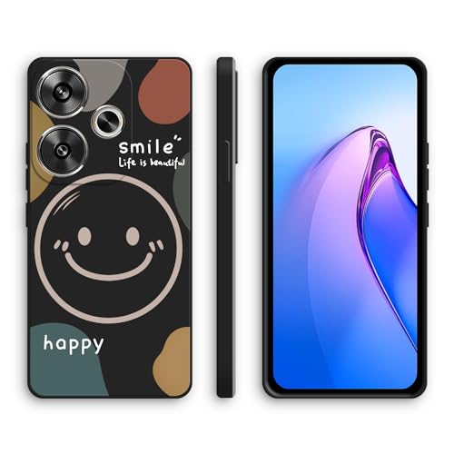 XINYEXIN Silikon Hülle für Xiaomi Poco F6 5G mit Süßes Muster Ultra Dünn Gerade Kante Weiches Silikon Handyhülle Stoßfest Schutzhülle - Smile, Black von XINYEXIN