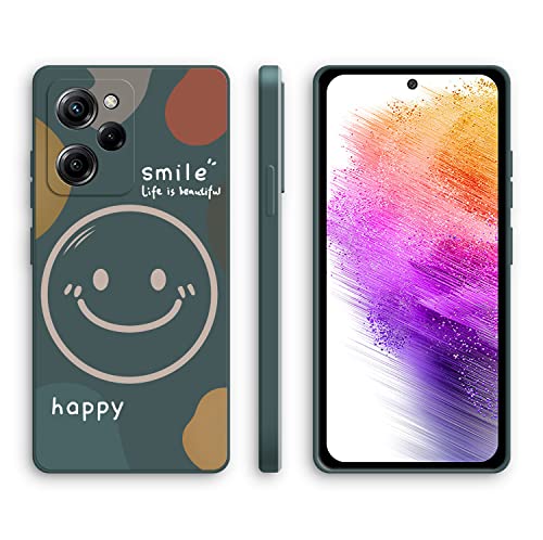 XINYEXIN Silikon Hülle für Xiaomi Poco X5 Pro 5G mit Süßes Muster Ultra Dünn Gerade Kante Weiches Silikon Handyhülle Stoßfest Schutzhülle - Smile, Green von XINYEXIN