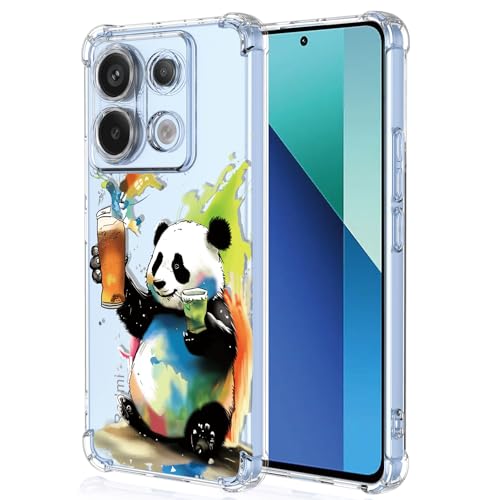 XINYEXIN Transparente Hülle für Xiaomi Redmi Note 13 4G, Bunte Coole Kunst Graffiti Serie Süßes Muster, Ultra Dünn Stoßfest TPU Klare Handy Schutzhülle - Panda von XINYEXIN