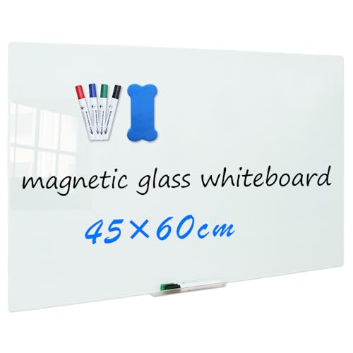 XIWODE 45 x 60cm weiße Premium Glas Magnetplatte, glattes abgerundetes Design, Auf den großen weißen wänden wimmelt es Von hochkarätigem glas, kindern beibringen, schulen, büros, geschenken… von XIWODE