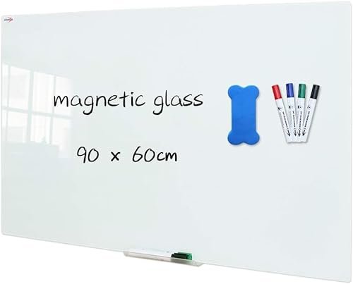 XIWODE Whiteboard Glass, 90 x 60cm,glass'board, transparente ecken, passt zur schule, den studenten, den büros und dem kaffee-bereich von XIWODE