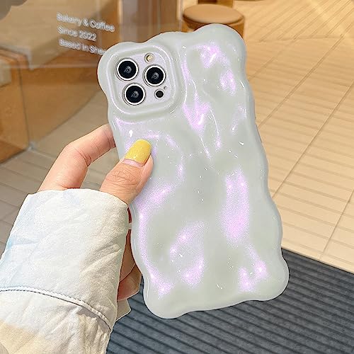 XIZYO Glitzer Hülle für iPhone 15 Pro Max, Niedliche Einfarbig Lockige Wellenform Weiche TPU Handyhülle, für Mädchen Frauen Aesthetic Design Silikon Schlanke Bling Stoßfest Schutzhülle, Rosa von XIZYO