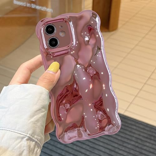 XIZYO Hülle für iPhone 11 6,1 Zoll, Niedliche Einfarbig Lockige Wellenform Weiche TPU Stoßstange Handyhülle, für Mädchen Frauen Aesthetic Design Silikon Schlanke Stoßfest Schutzhülle, Rosa von XIZYO