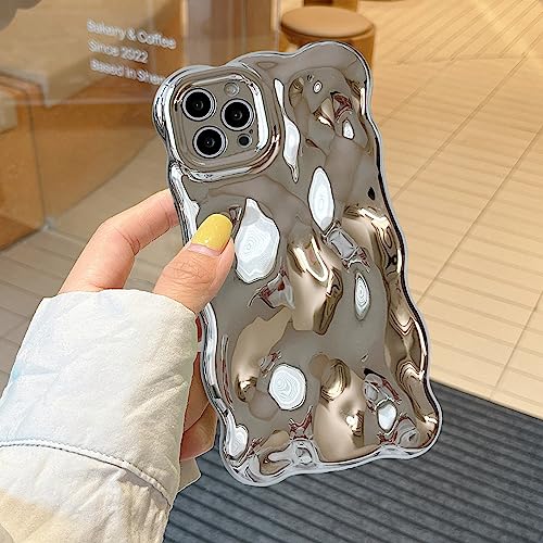 XIZYO Hülle für iPhone 13 Pro, Niedliche Einfarbig Lockige Wellenform Weiche TPU Stoßstange Handyhülle, für Mädchen Frauen Aesthetic Design Silikon Schlanke Stoßfest Schutzhülle, Silber von XIZYO