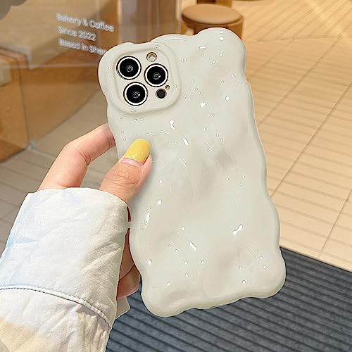 XIZYO Hülle für iPhone 15 Pro Max, Niedliche Einfarbig Lockige Wellenform Weiche TPU Stoßstange Handyhülle, für Mädchen Frauen Aesthetic Design Silikon Schlanke Stoßfest Schutzhülle, Weiß von XIZYO