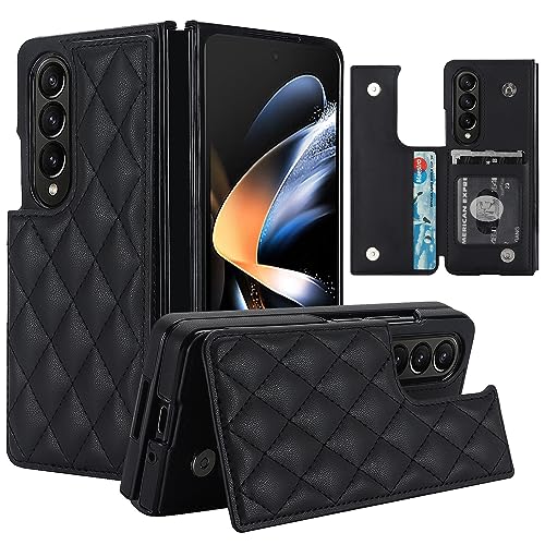 XIZYO Leder Brieftasche Hülle für Samsung Galaxy Z Fold 3 mit Kartenhalter, Magnetisch Klappbare Luxus Schutzhülle [Standfunktion], für Frauen Mädchen Niedlich Stoßfeste Handyhülle, Schwarz von XIZYO