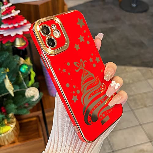 XIZYO Weihnachten Hülle für iPhone 11 6.1 Zoll, Luxus Niedlich Weihnachtsbaum Muster Silikon Schutzhülle, für Mädchen Frauen Schlanke Weiche TPU Stoßfeste Handyhülle, Rot von XIZYO