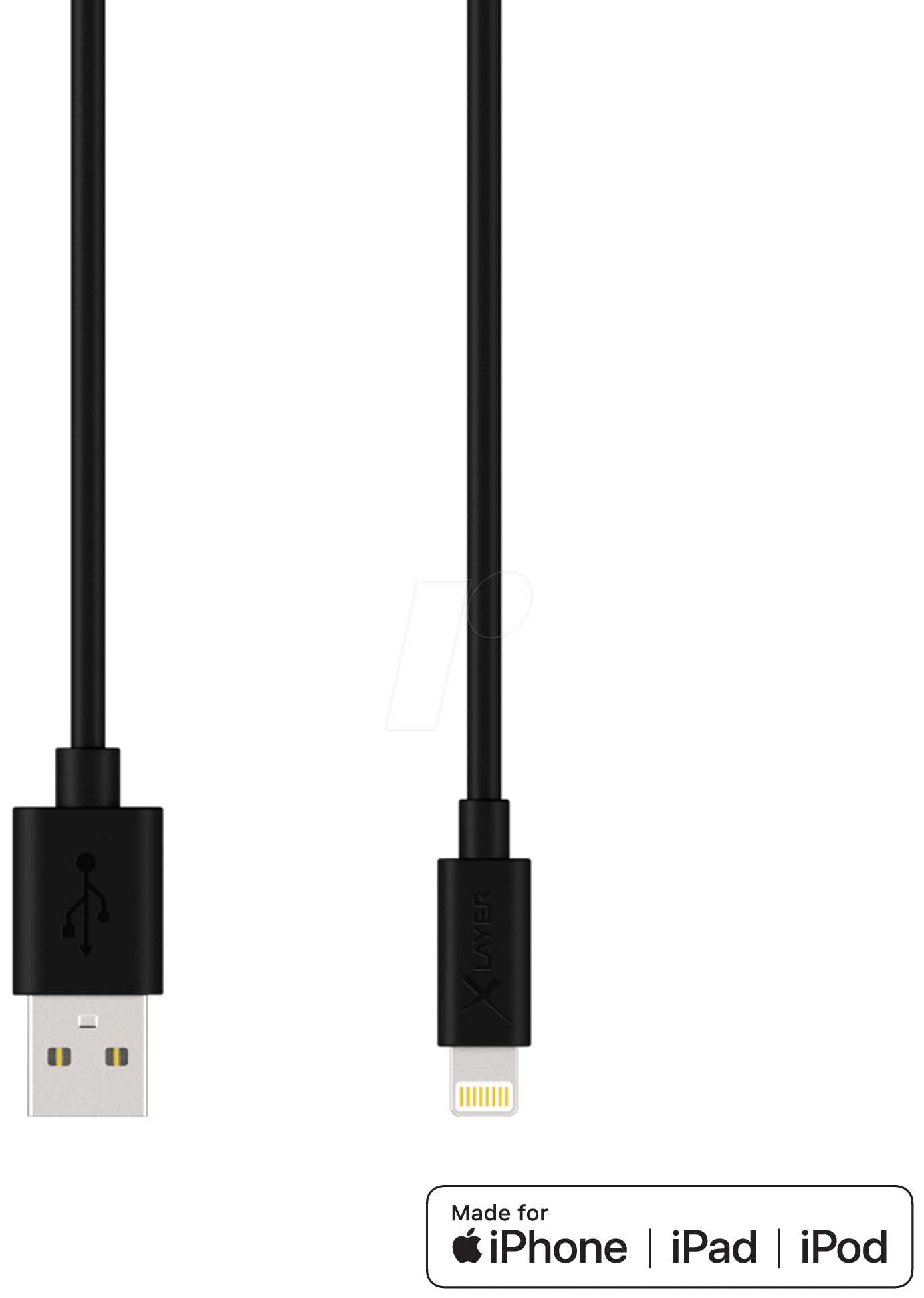 XLAYER 210569 - Sync- & Ladekabel, USB-A -> Lightning, 1,2 m, schwarz von XLAYER