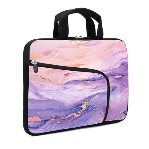 XMBFZ Laptophülle für 29,5–31 cm (11,6 - 12,2 Zoll) Laptops, Chromebook-Hülle, Ultrabook-Hülle, Tablet-Hülle, Neopren-Griff, für Herren und Damen, zwei Taschen (Pink / Violett) von XMBFZ