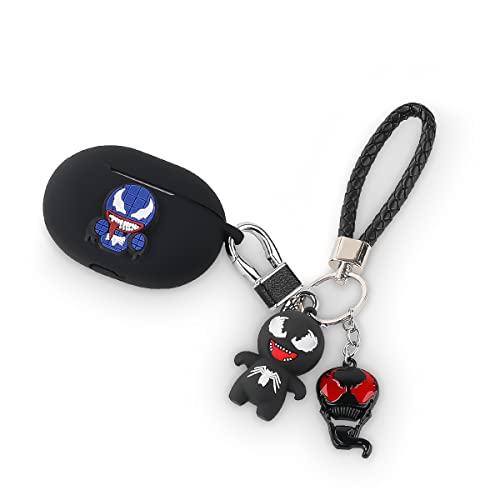 Beats Studio Buds Hülle mit Puppe Schlüsselanhänger, XMBYGY Silikon Cartoon Ladehülle Ganzkörper Anti-Lost Lanyard Protection Zubehör Kits Kompatibel für kabellose Beats Ohrhörer (VenM) von XMBYGY