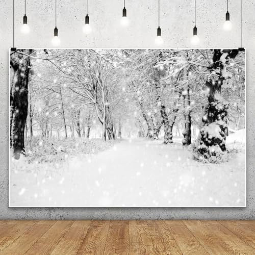 3 x 2,4 m Vinyl XMJJKUF Schnee Wald Hintergrund Weiß Schneefeld Winter Wunderland Schneelandschaft Fotografie Hintergrund Xmas Party Dekorationen Banner Supplies Outdoor Portrait Fotokabinen von XMJJKUF