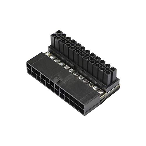 ATX 24-poliger 90-Grad-Adapter, Motherboard 24-poliger Stecker auf 24-polige Buchse, 90-Grad-Verlängerungsanschluss für Mainboard, rechtwinkliger Stecker für Desktop-PC-Stromversorgung von XMSJSIY