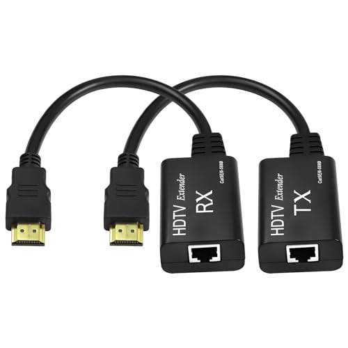 HDMI-Extender, HDMI-Stecker auf RJ45-Netzwerk-LAN-Extender, 60 m Konverter, Repeater über Cat 5e/6, 1080p bis zu 60 m Verlängerung für HDTV, HDPC, PS4, STB, 4K, 2K (60 m) von XMSJSIY