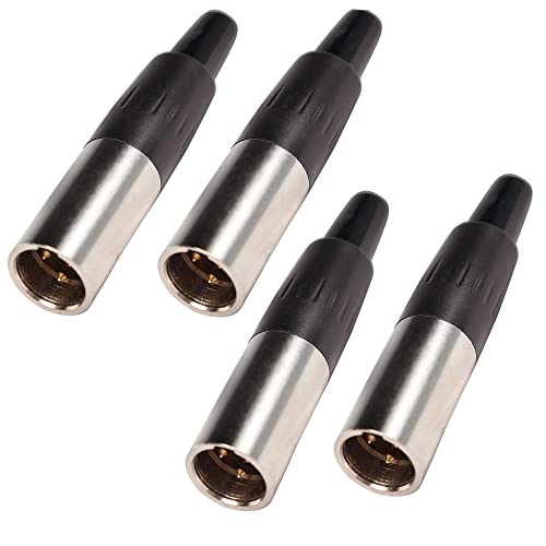 XMSJSIY 3-poliger Mini-XLR-Stecker TA4F-Adapter männlicher Stecker Mikrofon Audio-Anschluss, Mini-XLR-Kabelenden, Ersatz-M-Stecker, Audio-Buchse, 4 Stück von XMSJSIY