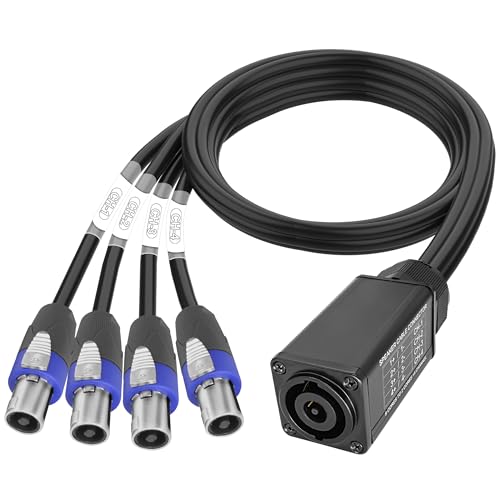 XMSJSIY Speakon Audio Schlange Kabel Speakon 8 Core zu 2 Core x 4 Kanal Lautsprecher Stecker Verlängerung Draht mit Twist Lock für NL8FC NL8FX NLT8X NL4FC NL4FX - 1M/3.28F (Buchse zu Stecker) von XMSJSIY