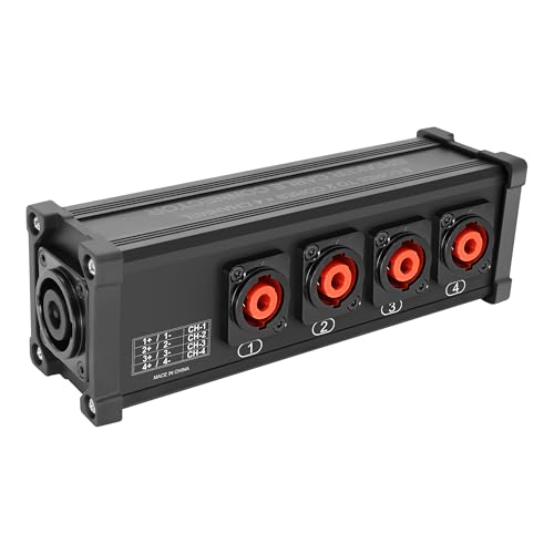 XMSJSIY Speakon Multi Audio Snake Box 8 Core zu 2 Core x 4 Kanal Speakon Lautsprecher Verbinder Jack Sockel Audio Adapter für NL8FC NL8FX NLT8X 8 Pole zu 2 Pole NL4FC NL4FX (Buchse zu Buchse) von XMSJSIY