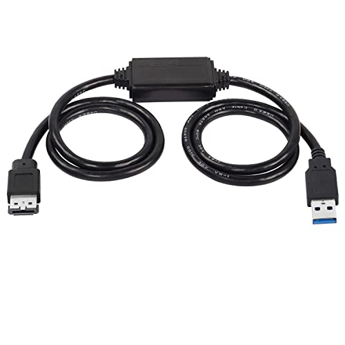 XMSJSIY USB zu eSATA Adapter Kabel 5Gbps USB 3.0 zu Power eSATA Konverter Kabel 5V für HDD/SSD/ODD Laptop PC -1Meter von XMSJSIY