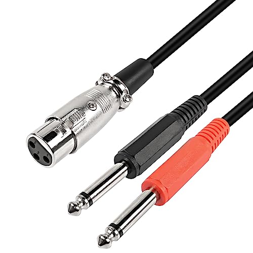 XMSJSIY XLR Buchse zu 6.35mm 1/4" TS Stecker Y Splitter Kabel,XLR 3 Pin zu Dual 6.35mm TS Mono Stecker Mikrofon Audio Konverter Adapter Kabel - 1.5m von XMSJSIY