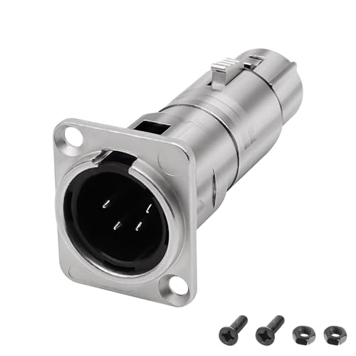 XMSJSIY XLR-Stecker für Panelmontage, 4-poliger D-Typ-XLR-Stecker auf 4-polige Buchse, Panelmontage, Mikrofon-Audio-Buchse, Pass-Through-Adapter, Mikrofon-Verlängerungsstecker für Mikrofonmischer XMSJSIY XLR-Stecker für Panelmontage, 4-poliger D-Typ-XLR-Stecker auf 4-polige Buchse, Panelmontage, Mikrofon-Audio-Buchse, Pass-Through-Adapter, Mikrofon-Verlängerungsstecker für Mikrofonmischer von XMSJSIY