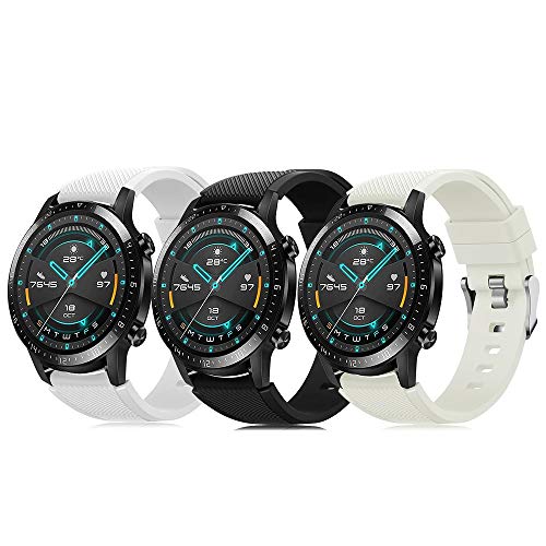 XMUXI Silikonarmband Kompatibel mit Samsung Watch 3 45mm/Gear S3 Frontier/Huawe Watch GT5/GT4/GT3/GT2 46mm, 22mm Ersatzarmband Sportarmband für Vivoactive 4/Venu 2/Amaz fit GTR 3 in Pack von XMUXI