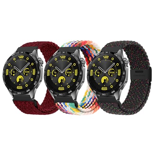 XMUXI Uhrenarmband 22mm Kompatibel mit Huawei Watch GT2/GT3/GT4/GT5 46mm/Samsung Galaxy Watch 3 45mm/Gear S3, Nylon Geflochten Solo Loop Sportarmband für Vivoactive 4/Amaz fit GTR 3 von XMUXI