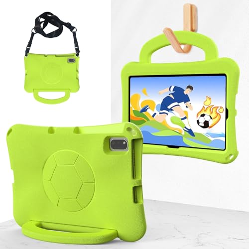 Tablet-Reise Kinderhülle kompatibel mit Honor V6 10,4 Zoll 2024, langlebig, leicht, EVA, kinderfreundlich, stoßfest, Schutzhülle mit Tragegriff, Ständer + Schultergurt Tablet-Schutz(Grass green) von XNCVBD