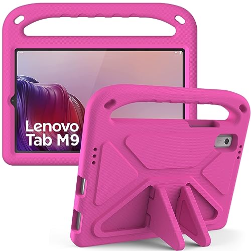 Tablet-Reise Kompatibel mit Lenovo Tab M9 Hülle (TB-310FU) 9,0 Zoll, Stoßdämpfung, mit Griff, Eva, Halterung, stabile Tablet-Hülle Compatible with Kinder, leicht Tablet-Schutz(Rose Red) von XNCVBD