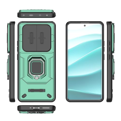 Telefonmode Kompatibel Mit Xiaomi Redmi Note 14 Pro 5G (Inlandsversion), Schlanke Handyhülle Mit Ständer, PC- Und TPU-Handyhülle Mit Druckfenster Telefonschutz(Green) von XNCVBD