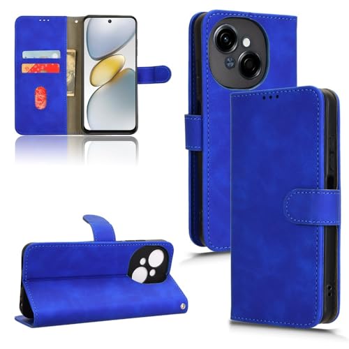 Telefonstil Brieftaschen-Hülle kompatibel mit Tecno Spark Go 2025 Hülle mit Kartenhalter, Klapphülle aus PU-Leder, Handyhülle mit Handschlaufe, stoßfeste Schutzhülle Telefon-Bildschirmschutz(Blue) von XNCVBD