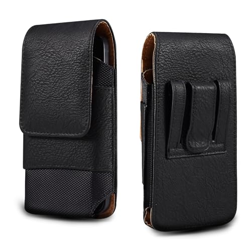 XNCVBD Telefonschutz Leder-Handyholster kompatibel mit Galaxy S24 S23 S22 S21 Ultra Pixel 8/7/6 Pro mit Hülle, kompatibel mit Huawei Mate 20x W Kartenhalter Telefonzubehör(Black) von XNCVBD