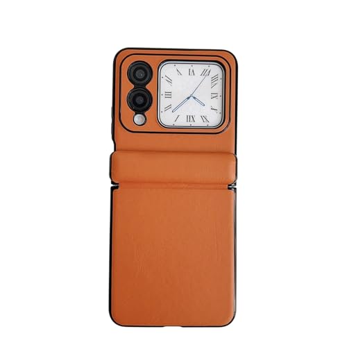 XNCVBD Telefonstil Lederhülle kompatibel mit Huawei Nova Flip mit magnetischem Scharnierschutz, ultradünne, stoßfeste, robuste Schutzhülle, Anti-Fingerabdruck-Körnung Telefon-Bildschirmschutz(Orange) von XNCVBD