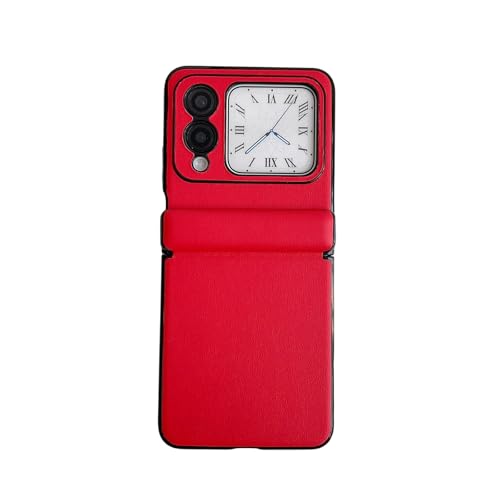 XNCVBD Telefonstil Lederhülle kompatibel mit Huawei Nova Flip mit magnetischem Scharnierschutz, ultradünne, stoßfeste, robuste Schutzhülle, Anti-Fingerabdruck-Körnung Telefon-Bildschirmschutz(Red) von XNCVBD