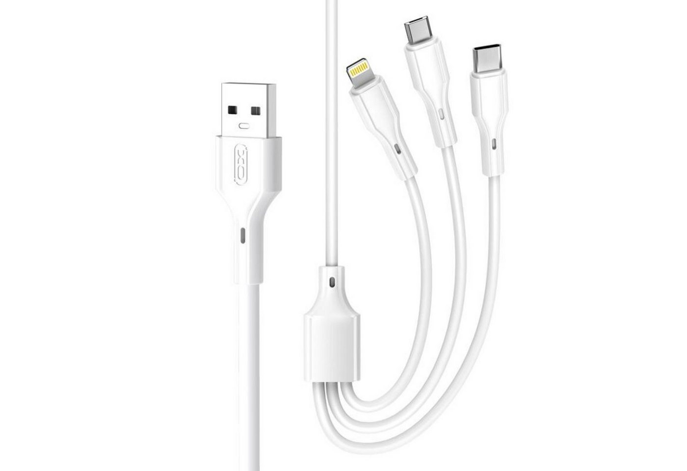 XO 3in1 Ladekabel USB kompatibel mit iPhone, USB-C, microUSB 2,4A 1m Smartphone-Kabel von XO