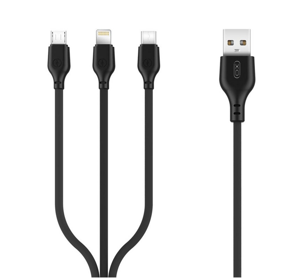 XO XO 3 in 1 Ladekabel 2.1A USB- iPhone Kabel + USB-C + micro-USB Kabel Smartphone-Kabel von XO