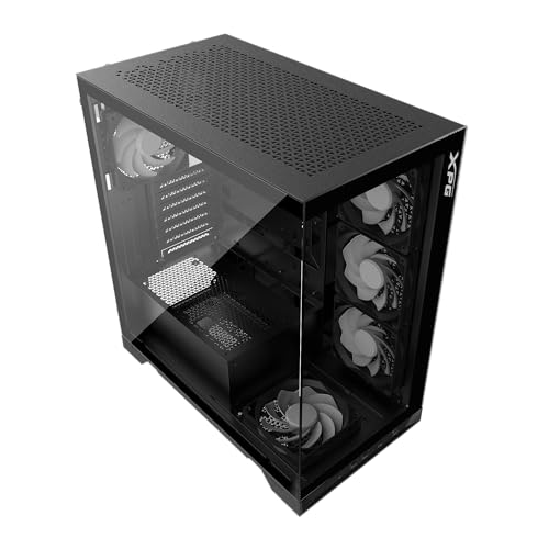 XPG Invader X Mid-Tower Gaming ATX PC Case with Panoramic View, Tempered Glass Panels, and RGB Lighting Black (INVADERXMT-BKCWW) von XPG