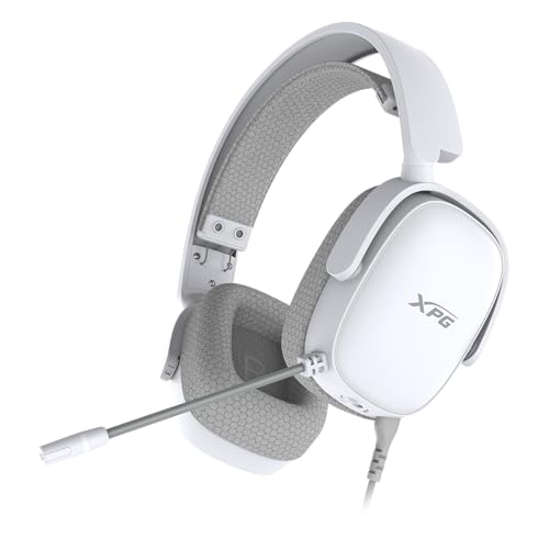 XPG Precog S Gaming Headset White 50mm-Driver Adaptable Ear Cups Powerful Bass on-Ear Volume Control and Mute Switch w/mic von XPG