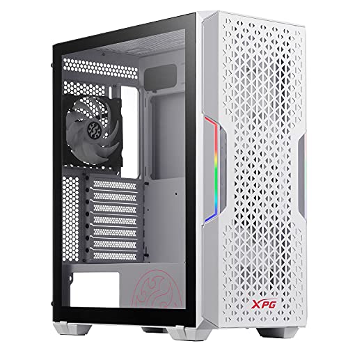 XPG STARKER AIR kompaktes Midi-Tower-ATX-PC-Gehäuse (Magnetische MESH-Frontblende mit 2 vorderen ARGB-Lichtstreifen, herausnehmbarem Staubfilter mit Schienenführung) von XPG