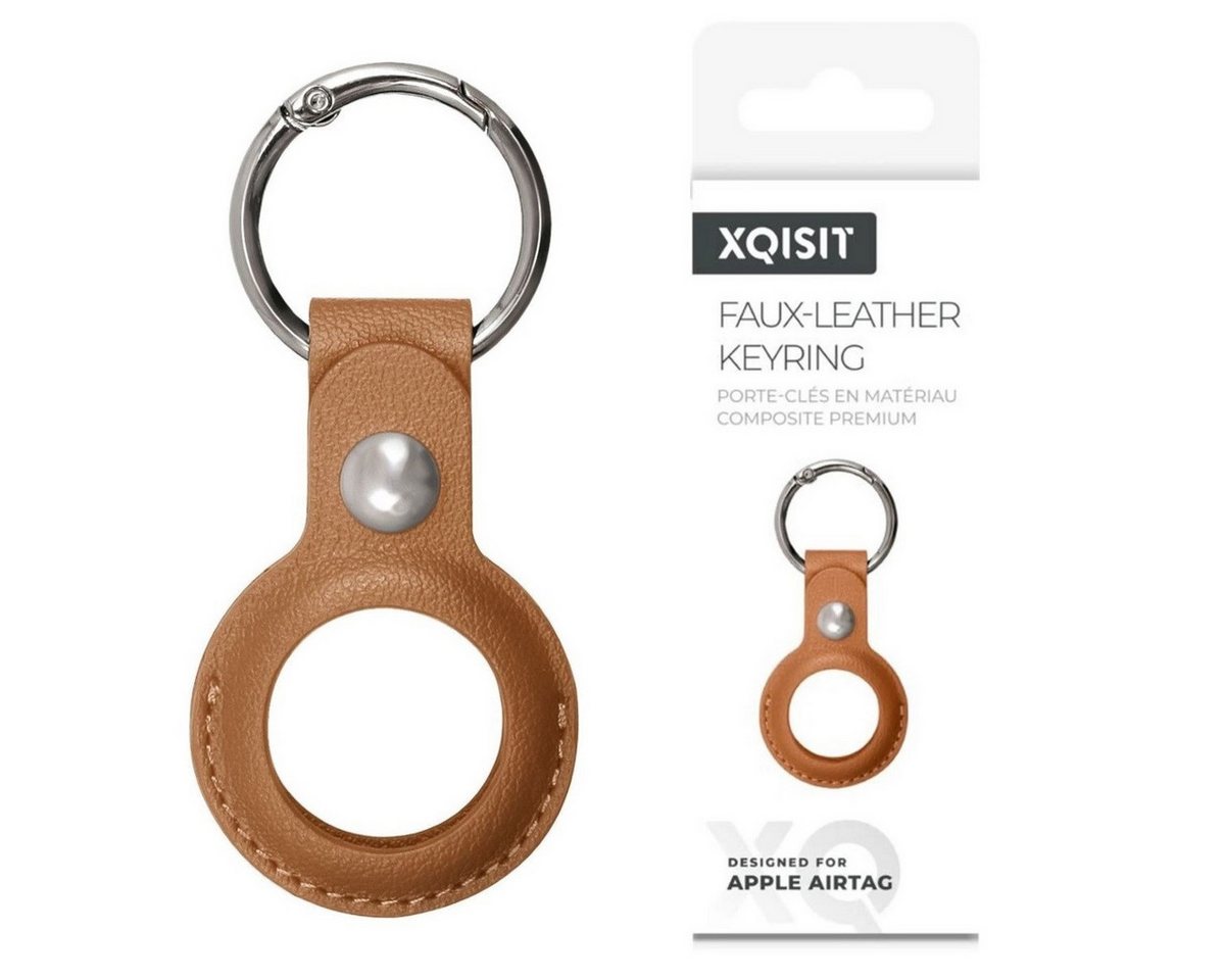 XQISIT Handyhülle Anhänger Case Kunstleder Schlüsselanhänger Braun, Keyring Schutz-Hülle Case für Apple Airtag von XQISIT