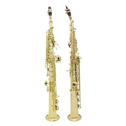 Altsaxophon Sopransaxophon Bb Messingkörper Gerades Saxophon Professionelles Saxophoninstrument Mit Gehäuseblättern Teilen Und Zubehör(Golden Sax) von XSQKUYN